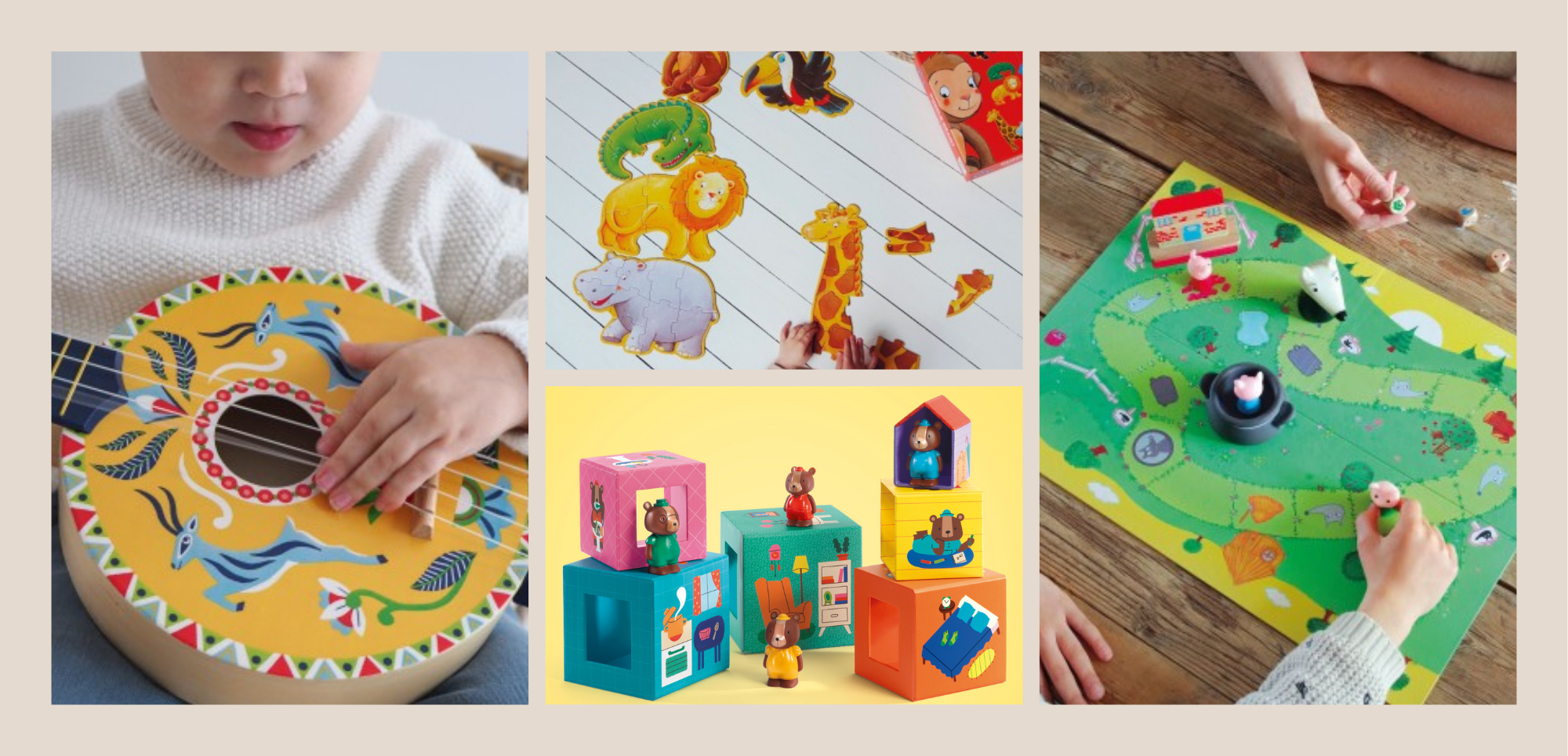 White Beige Minimalist Photo Collage Wraparound Mug-2